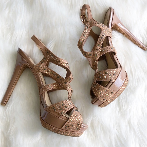 Gianni Bini Shoes - Gianni Bini • Crystal Nude Platform Heels